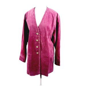 Vintage Apart Genuine Suede Jacket W/ Whipstitch Detail Dusty Rose Size Med. EUC